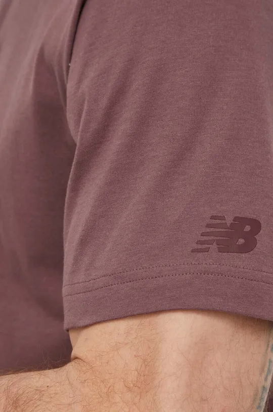 μωβ Βαμβακερό μπλουζάκι New Balance