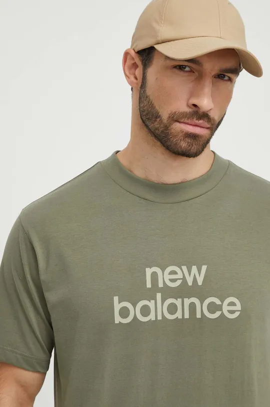 зелёный Хлопковая футболка New Balance