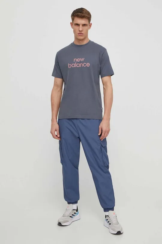 grigio New Balance t-shirt in cotone Uomo