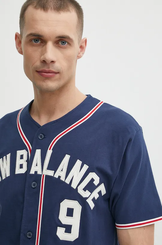 tmavomodrá Bavlnené tričko New Balance