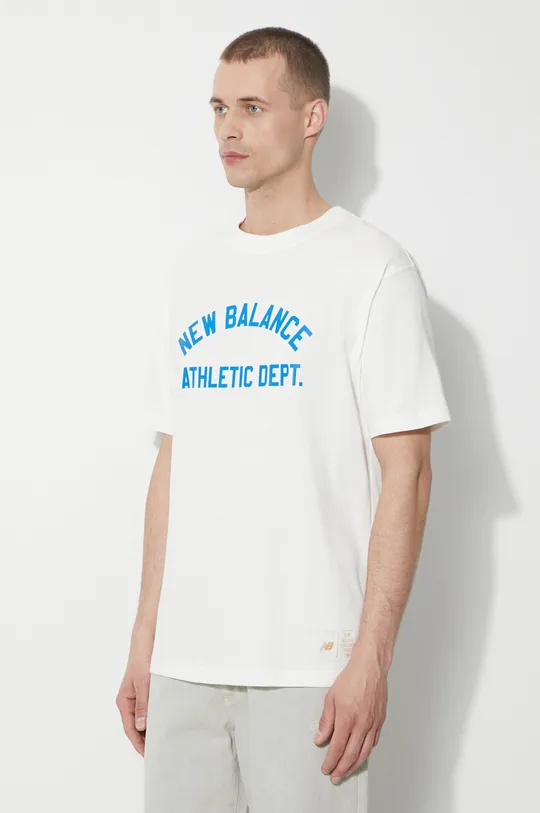 beżowy New Balance t-shirt bawełniany