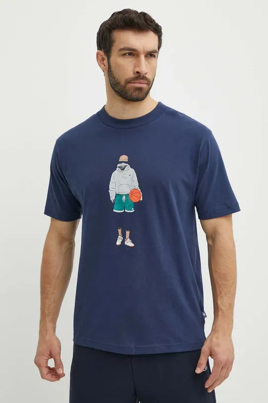 modra Bombažna kratka majica New Balance Moški
