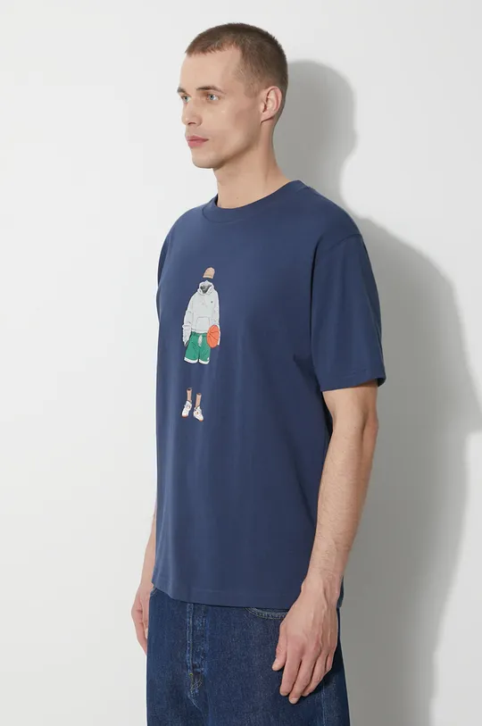 niebieski New Balance t-shirt bawełniany