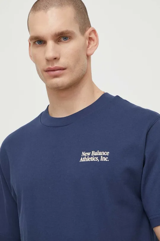 темно-синій Бавовняна футболка New Balance