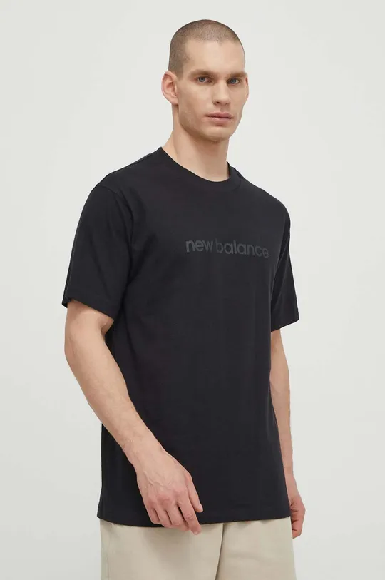 Bombažna kratka majica New Balance črna