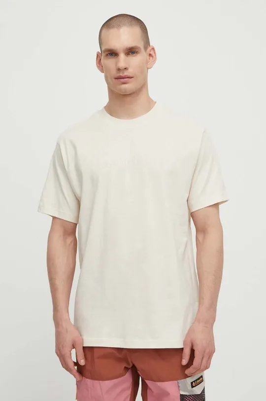 beżowy New Balance t-shirt bawełniany MT41559LIN Męski