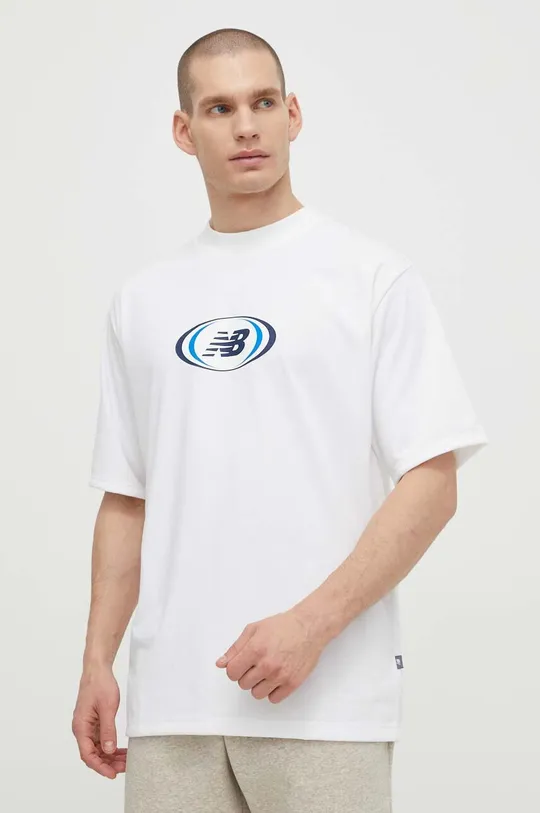 biały New Balance t-shirt MT41600WT