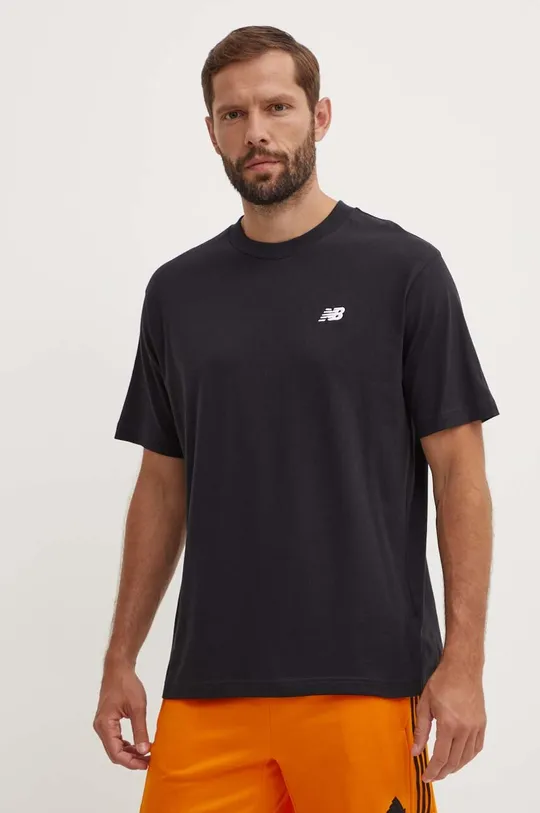μαύρο Βαμβακερό μπλουζάκι New Balance Small Logo Ανδρικά
