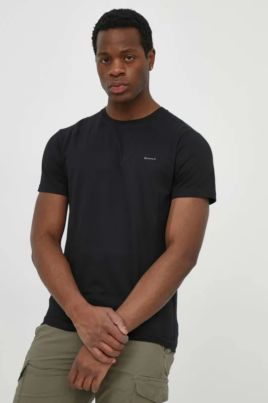 Bombažna kratka majica Gant črna
