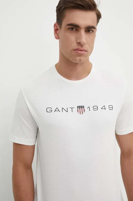 beżowy Gant t-shirt bawełniany