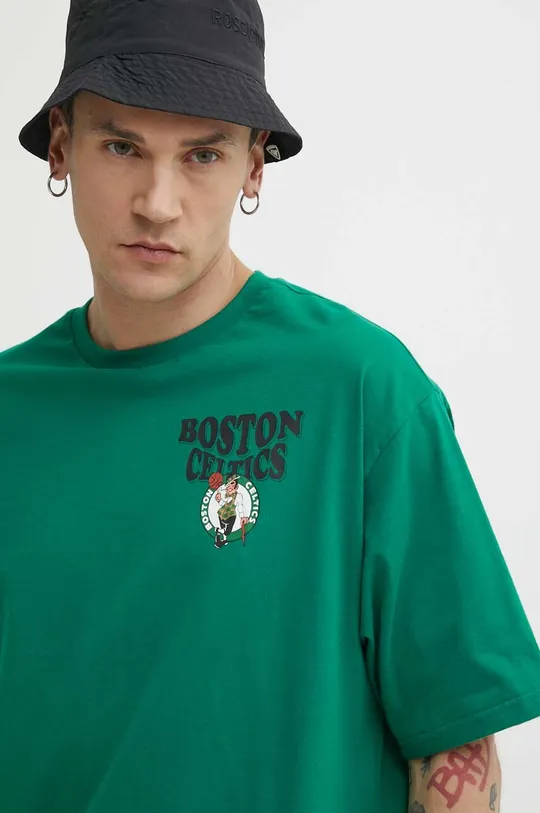 zielony New Era t-shirt bawełniany