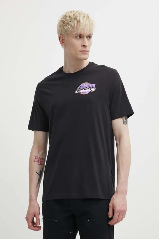 Βαμβακερό μπλουζάκι New Era μαύρο