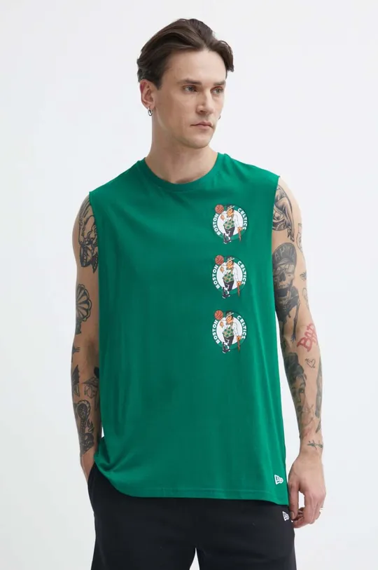 zielony New Era t-shirt bawełniany
