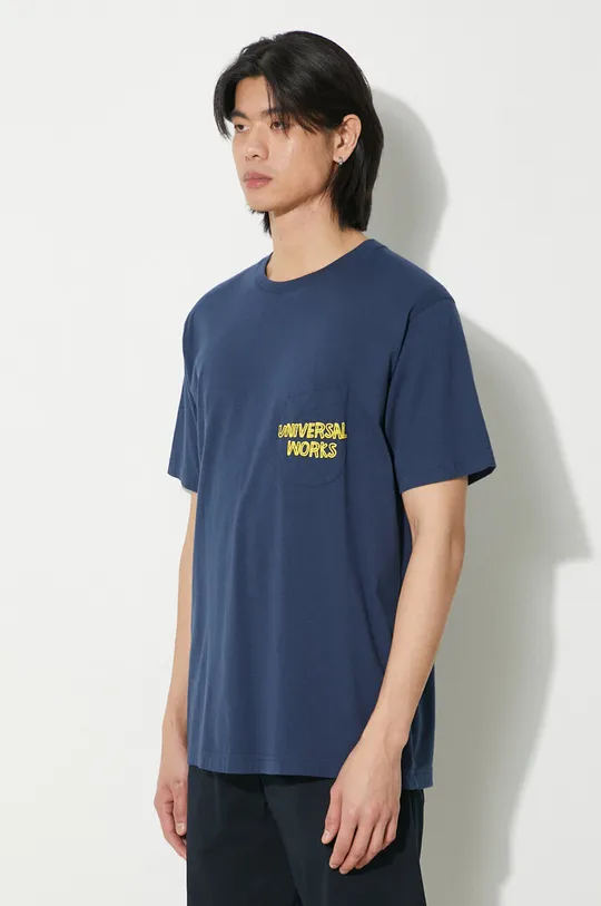 темно-синій Бавовняна футболка Universal Works Print Pocket Tee