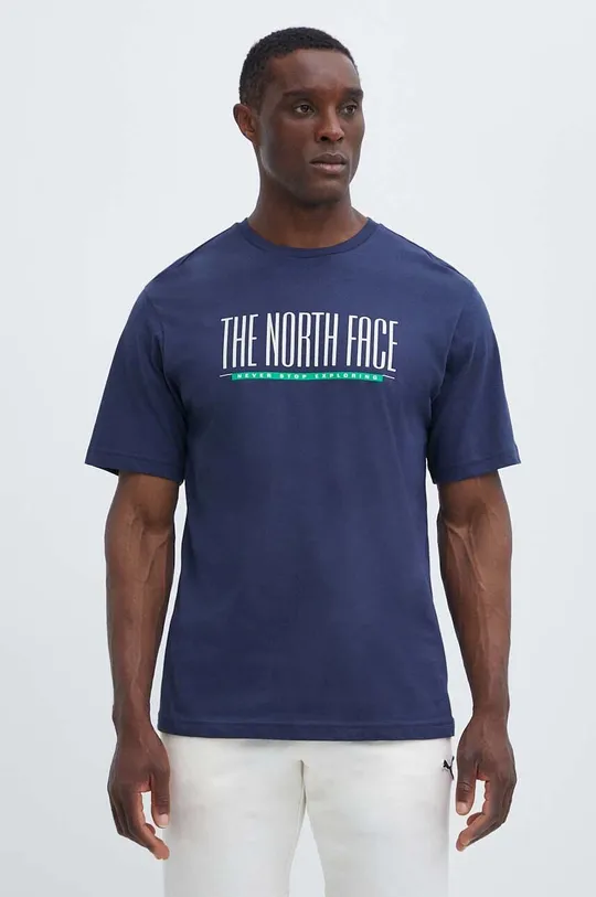 granatowy The North Face t-shirt bawełniany
