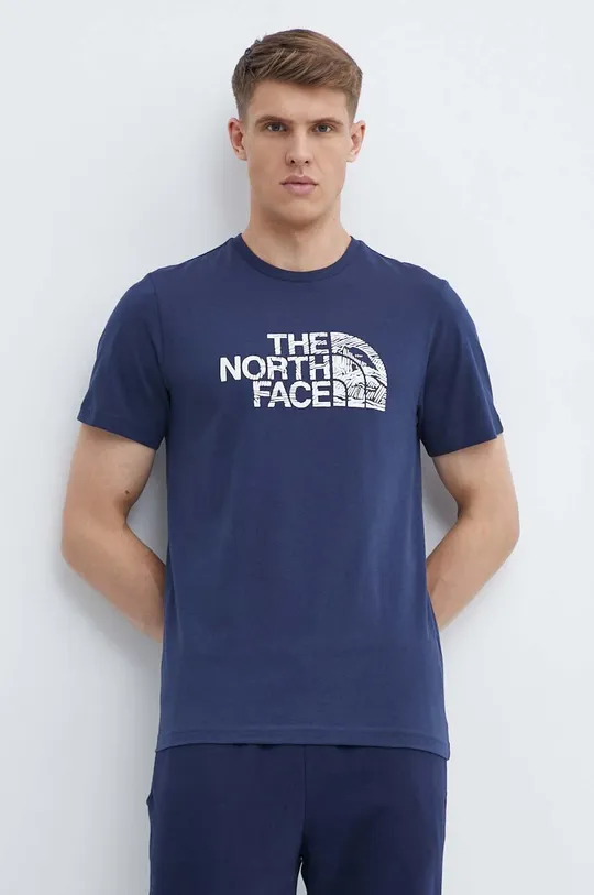 mornarsko modra Bombažna kratka majica The North Face Moški
