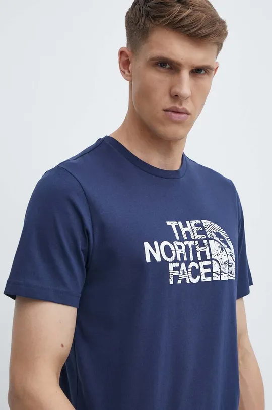 granatowy The North Face t-shirt bawełniany