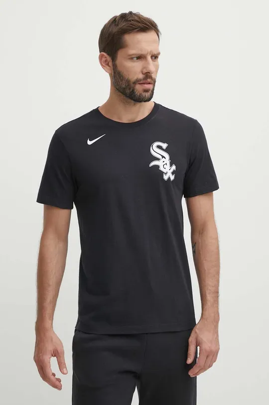 μαύρο Βαμβακερό μπλουζάκι Nike Chicago White Sox Ανδρικά
