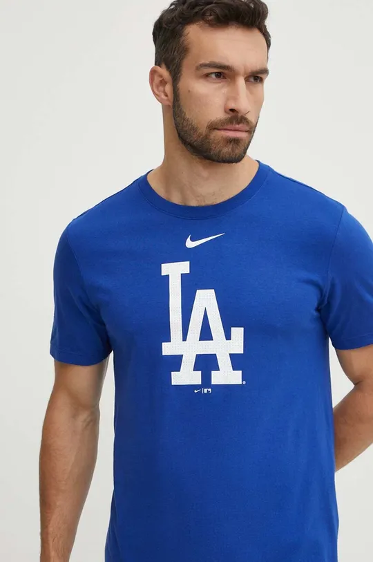 modrá Bavlnené tričko Nike Los Angeles Dodgers Pánsky
