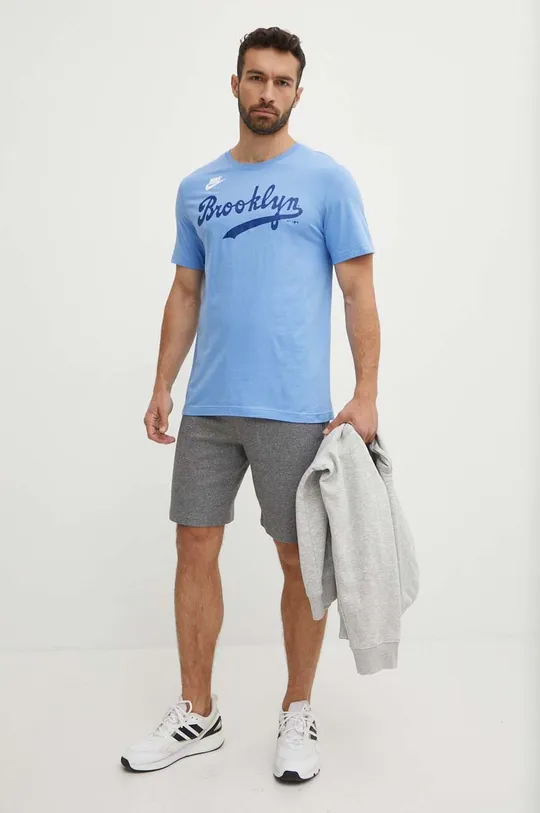 Bombažna kratka majica Nike Brooklyn Dodgers modra