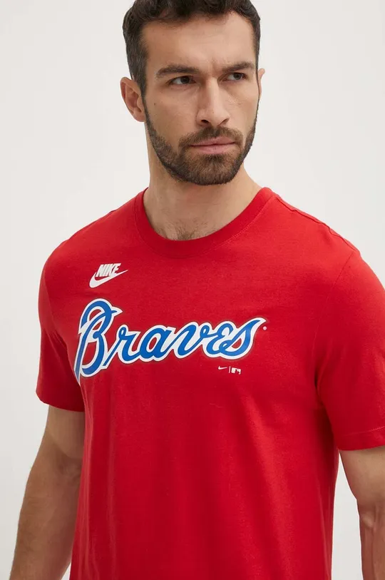 rdeča Bombažna kratka majica Nike Atlanta Braves