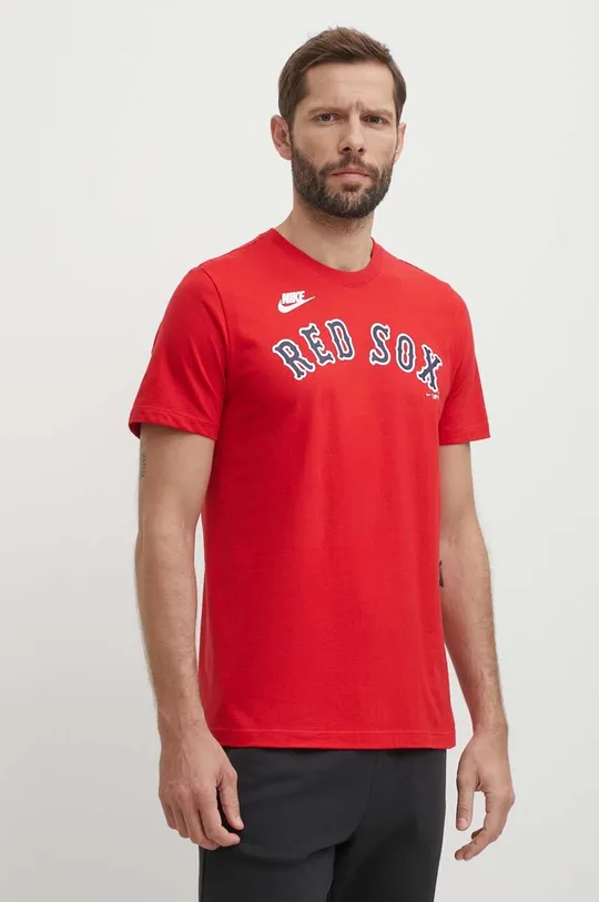 czerwony Nike t-shirt bawełniany Boston Red Sox Męski