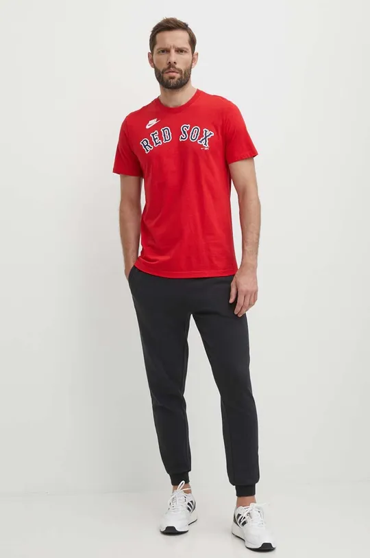 Nike t-shirt in cotone Boston Red Sox rosso
