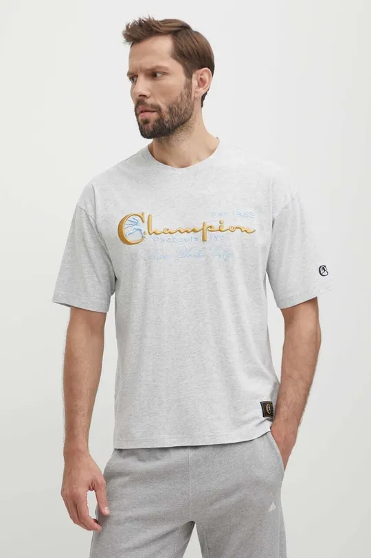 siva Bombažna kratka majica Champion Moški