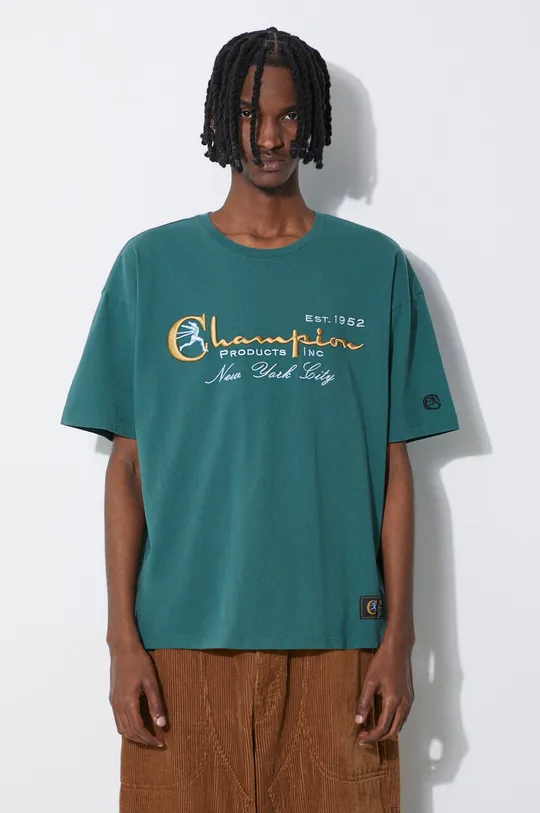 πράσινο Βαμβακερό μπλουζάκι Champion Ανδρικά