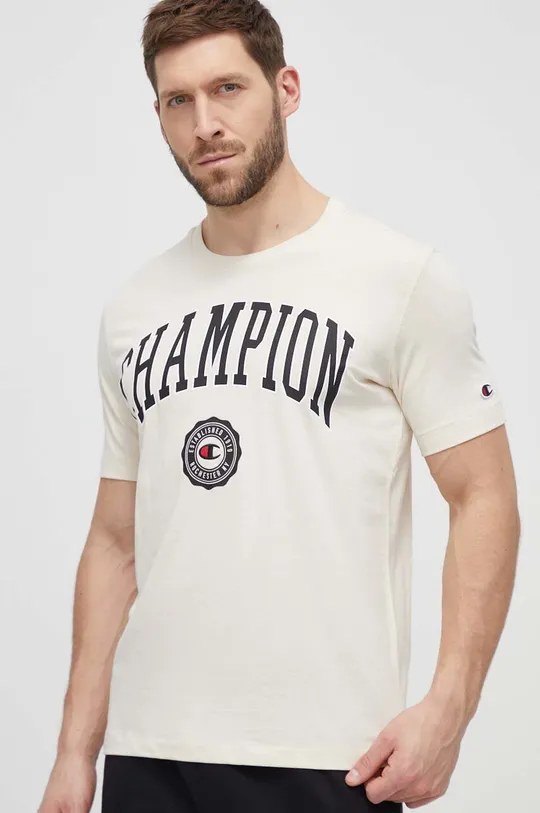 бежевый Хлопковая футболка Champion