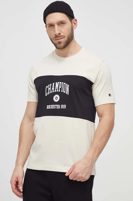бежевый Хлопковая футболка Champion