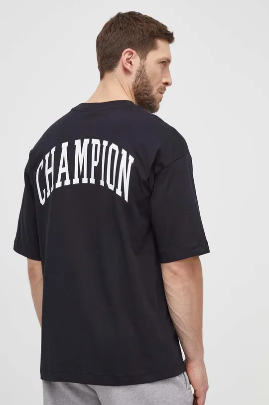 črna Bombažna kratka majica Champion Moški