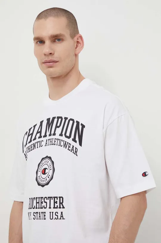 λευκό Βαμβακερό μπλουζάκι Champion 0 Ανδρικά
