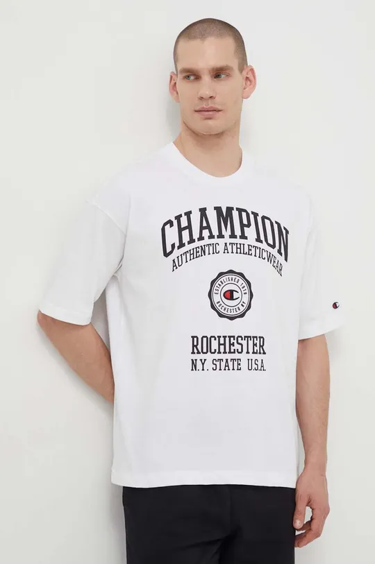 λευκό Βαμβακερό μπλουζάκι Champion 0