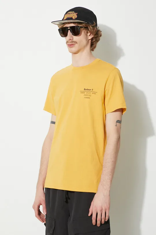 żółty Barbour t-shirt bawełniany Hickling Tee