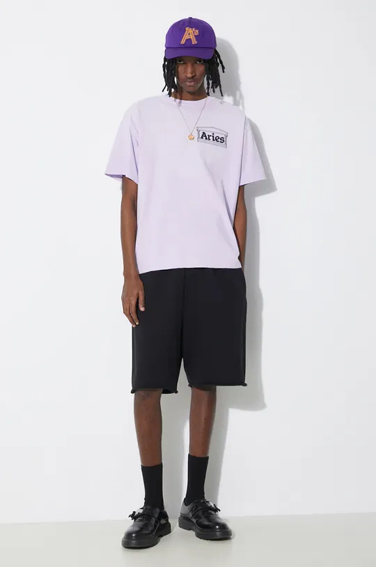 Aries cotton t-shirt Sunbleached Temple SS Tee violet