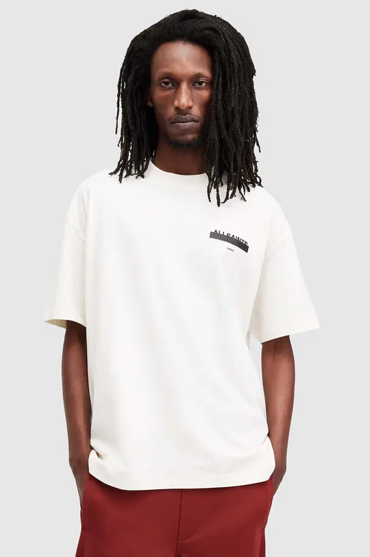білий Бавовняна футболка AllSaints REDACT Чоловічий