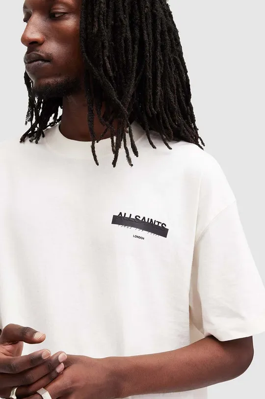 Βαμβακερό μπλουζάκι AllSaints REDACT λευκό