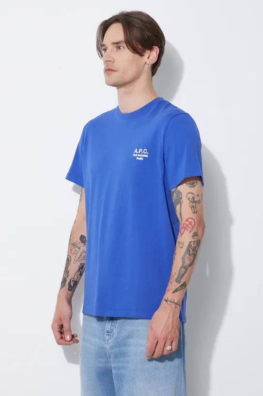 modra Bombažna kratka majica A.P.C. t-shirt raymond