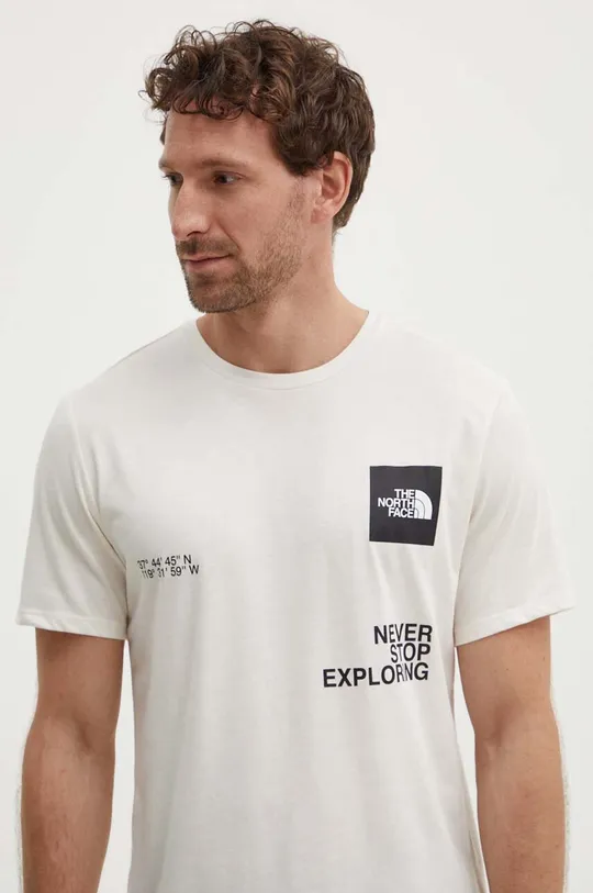 beżowy The North Face t-shirt sportowy Foundation Coordinates