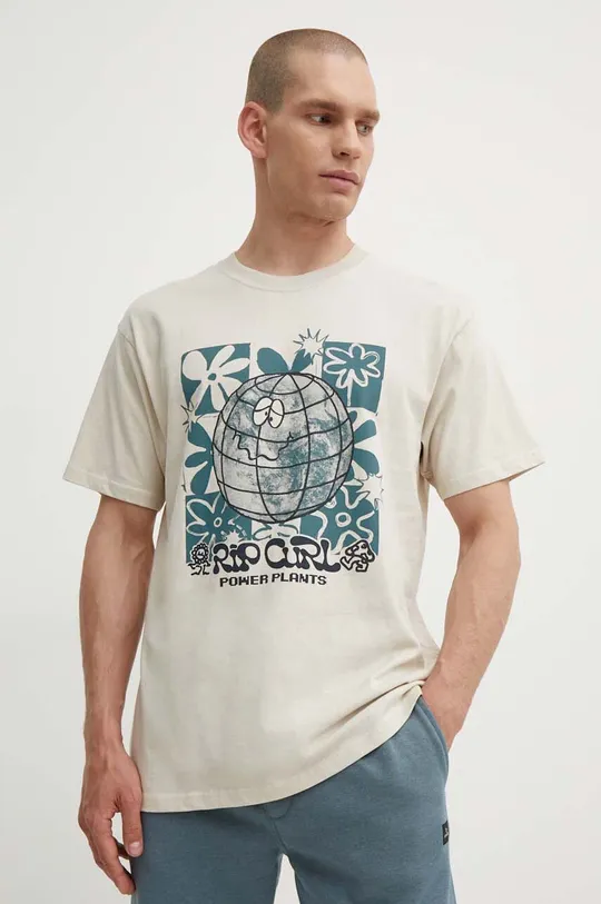 beżowy Rip Curl t-shirt bawełniany