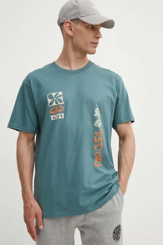 turkusowy Rip Curl t-shirt bawełniany