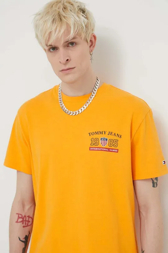 zlatna Pamučna majica Tommy Jeans Archive Games Muški