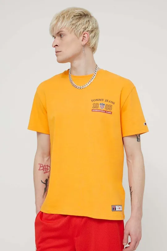 rumena Bombažna kratka majica Tommy Jeans Archive Games
