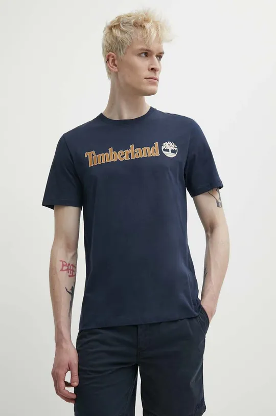 tmavomodrá Bavlnené tričko Timberland Pánsky
