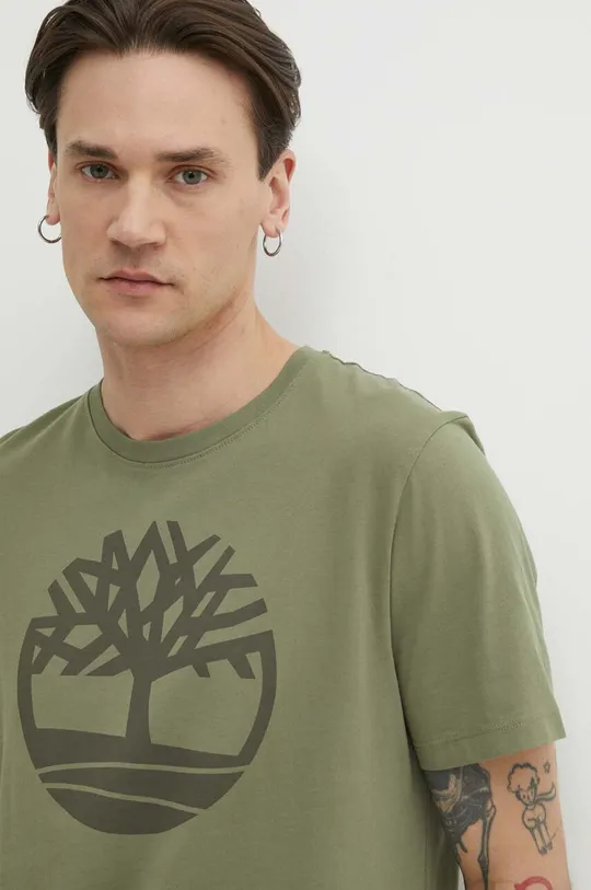 зелёный Хлопковая футболка Timberland