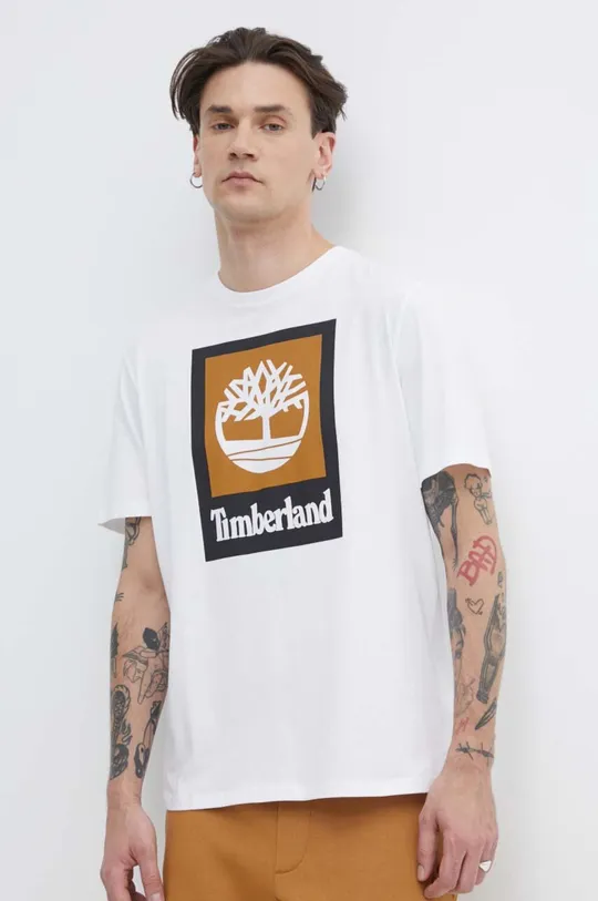 λευκό Βαμβακερό μπλουζάκι Timberland Ανδρικά