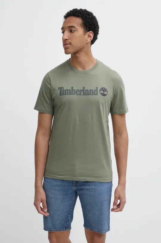 зелёный Хлопковая футболка Timberland