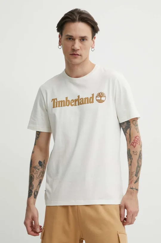 beżowy Timberland t-shirt bawełniany Męski