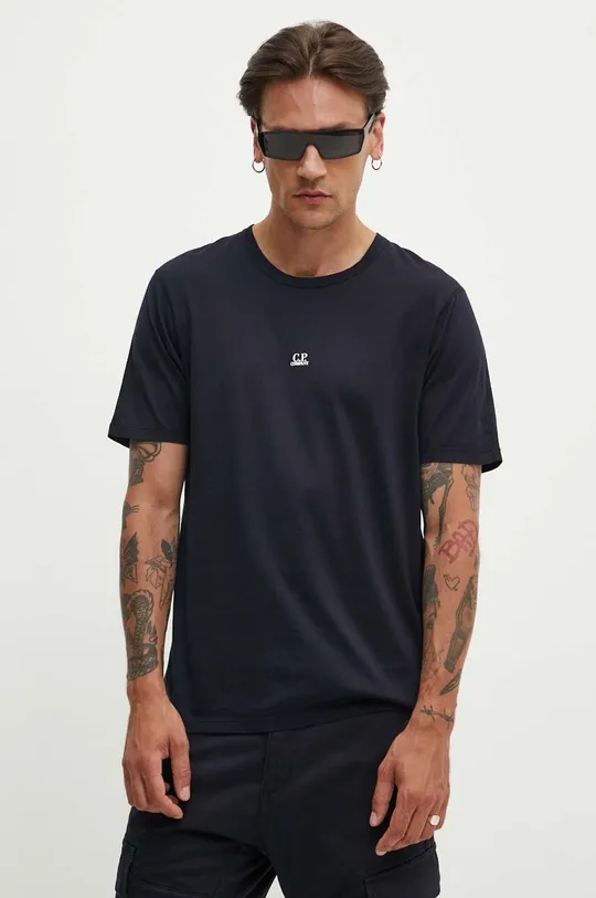 blu navy C.P. Company t-shirt in cotone Mercerized Jersey Logo Uomo